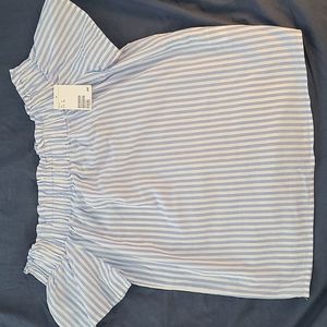 H&M Off-the-shoulder Blouse (blue/white striped)